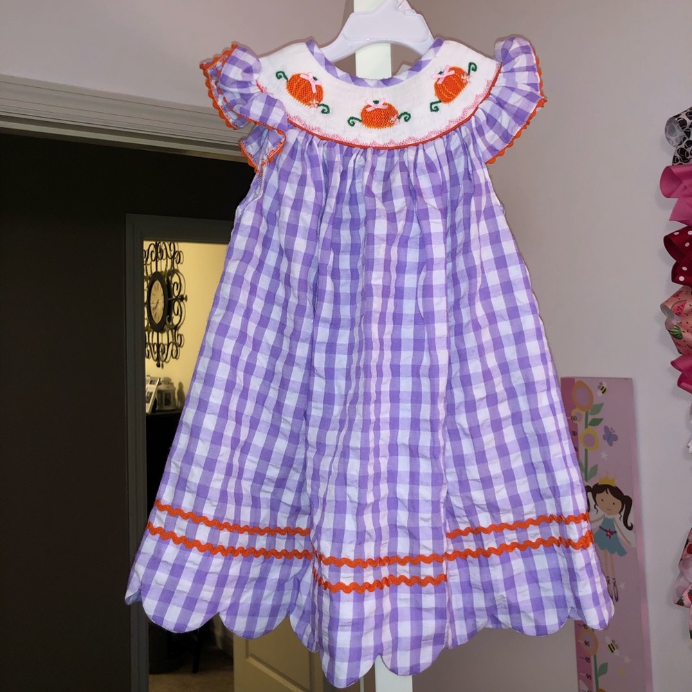Toddler girls smocked pumpkin dress